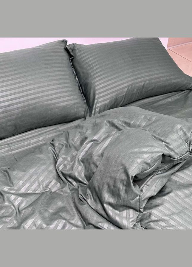 Комплект постільної білизни Fiber Grey Stripe мікрофібра євро 200х220 см сірий (94193732) Emily (292653189)
