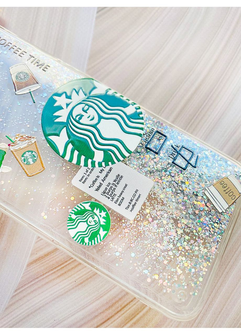 Чохол з плаваючими блискітками на Samsung Galaxy A25 (A256) Сріблястий:: Кава (принт 388) Creative (360709254)