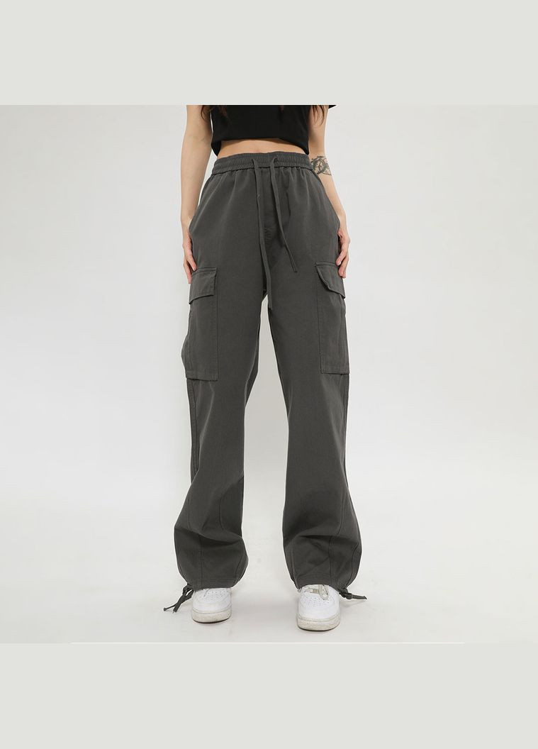 Джогери жіночі вільні штані з карманами темно-сірі 91309 No Brand (307930840)