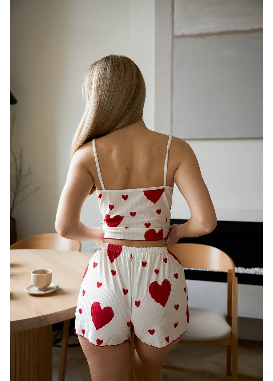 Червона піжама жіноча шорти і майка майка + шорти No Brand