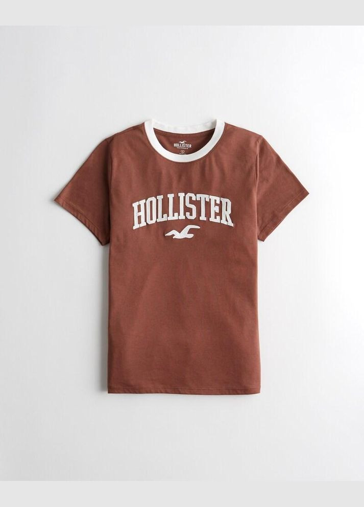 Коричневая летняя футболка hc8974w Hollister