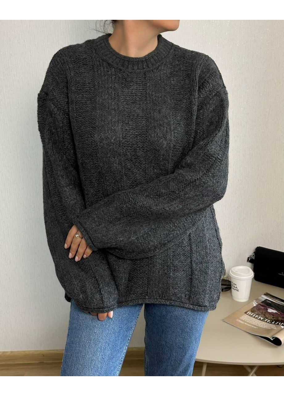 Графитовый демисезонный свитер базовый трикотажный свободного кроя – замер в описании DK/DL Мода без кордонів