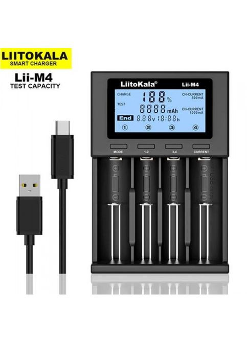 Інтелектуальний зарядний пристрій Lii-M4 для АА, ААА, 18650, 26650 Li-ion, Ni-MH/Ni-Cd LiitoKala (323486015)