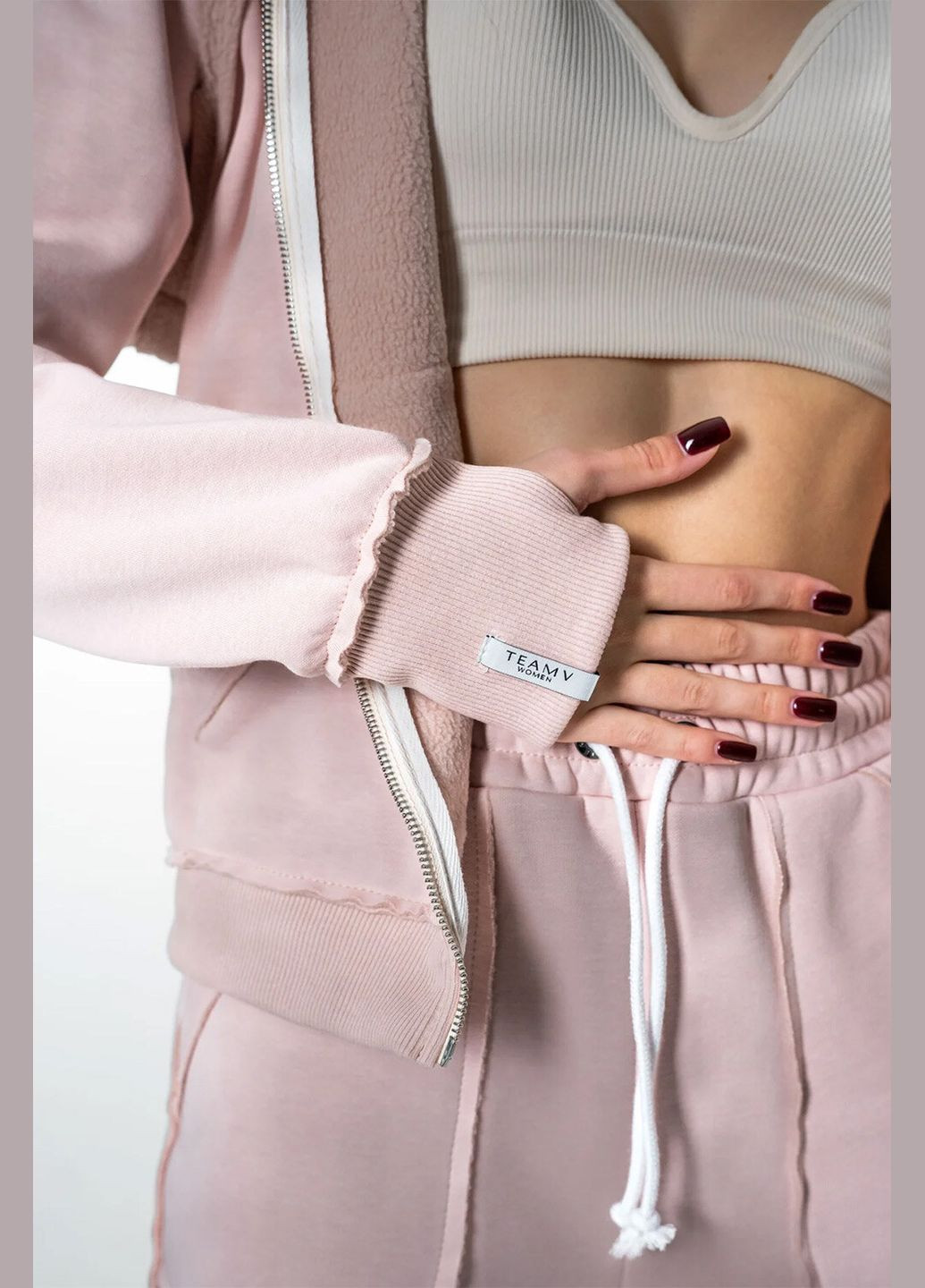 Жіночий теплий спортивний костюм на блискавці оверсайз Francis Світло-рожевий Teamv (317310426)