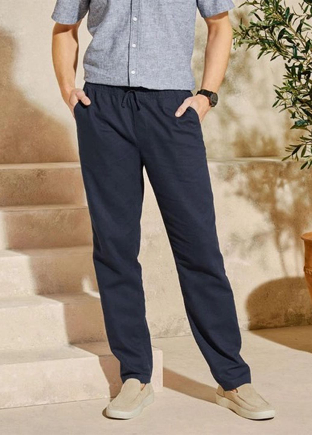 Синие классические, повседневный, кэжуал летние прямые брюки Livergy