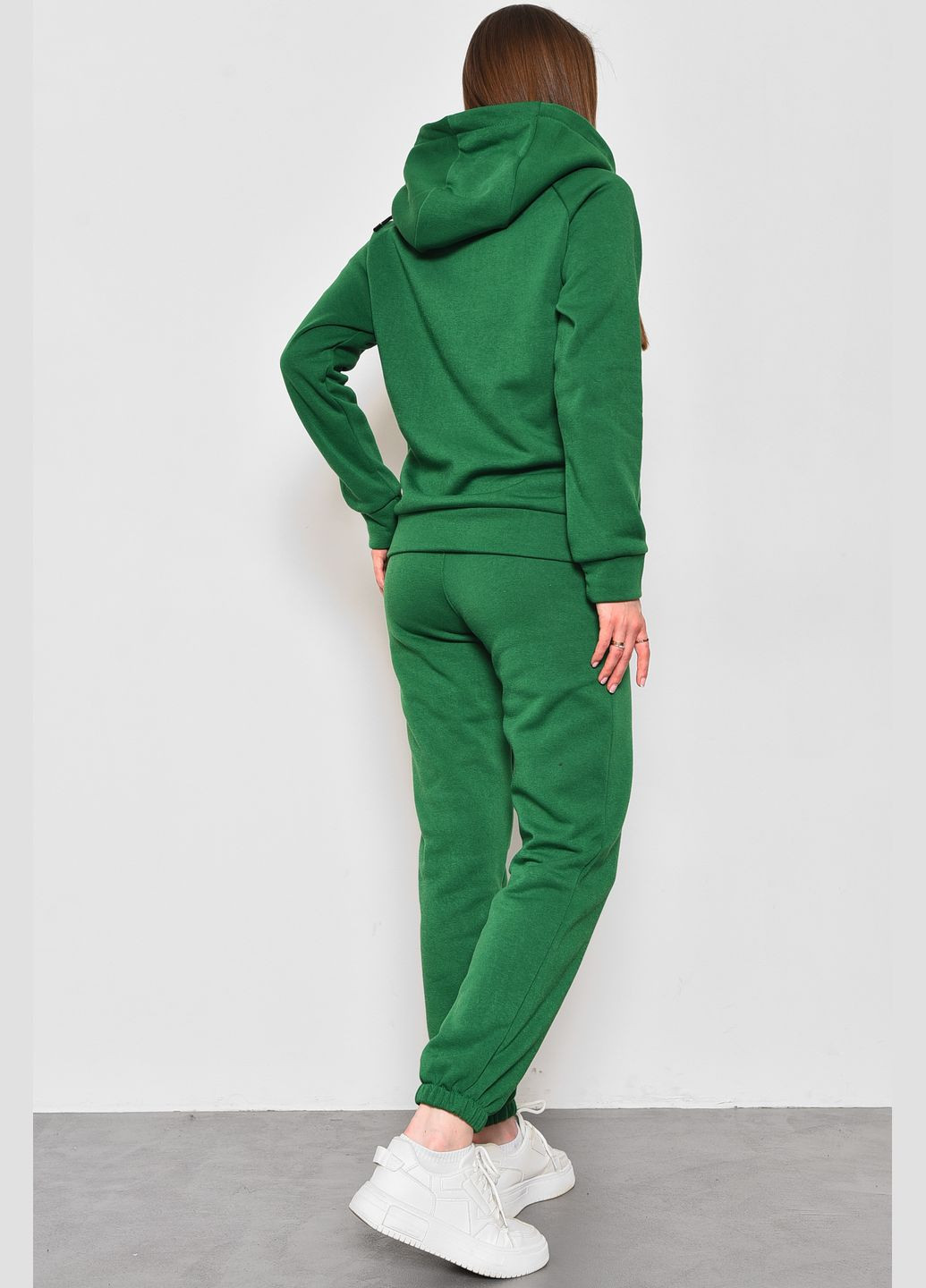 Спортивный костюм женский тройка на флисе зеленого цвета Let's Shop (285692223)