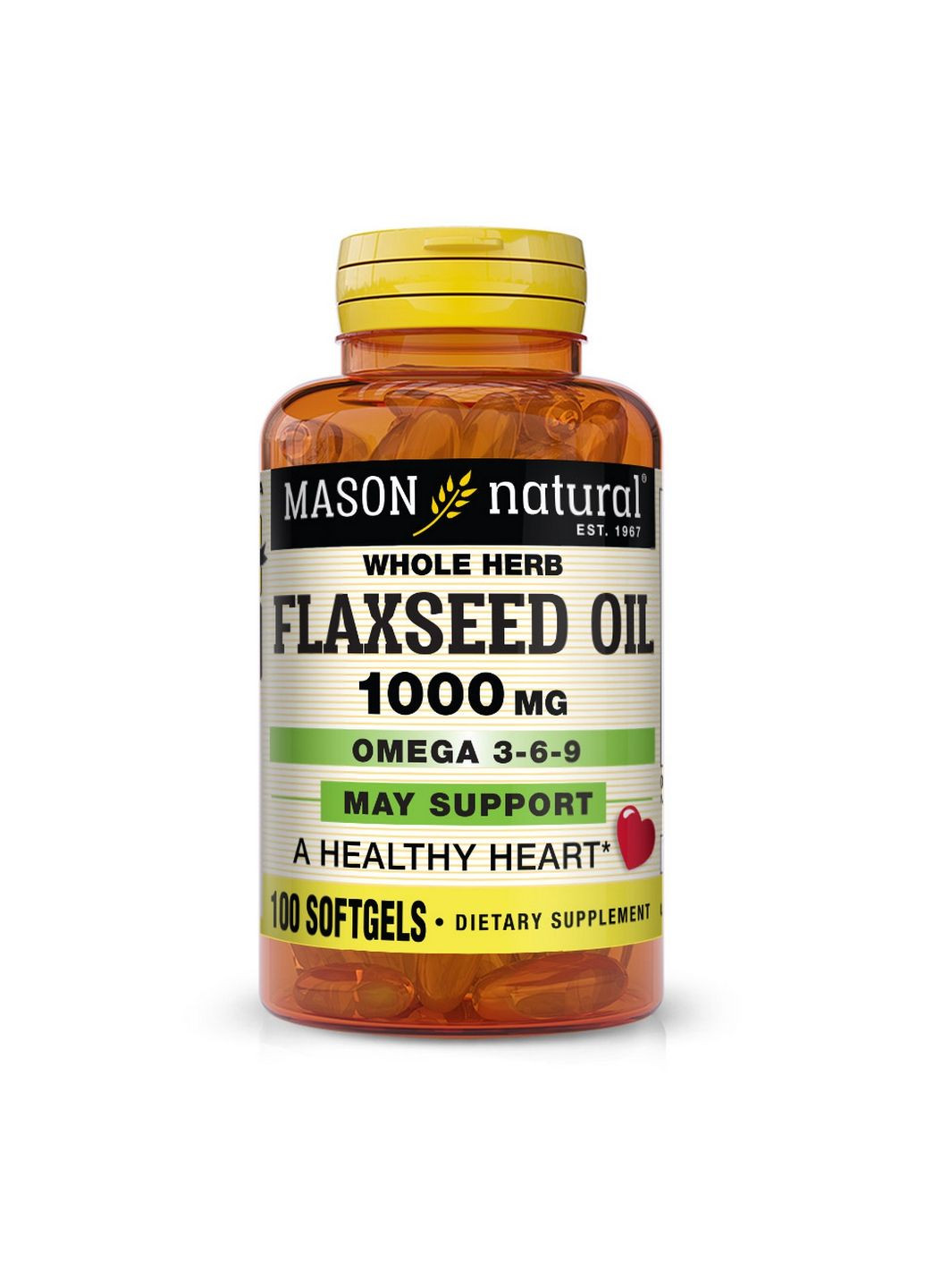 Жирные кислоты Flax Seed Oil 1000 mg Omega 3-6-9, 100 капсул Mason Natural (293477498)