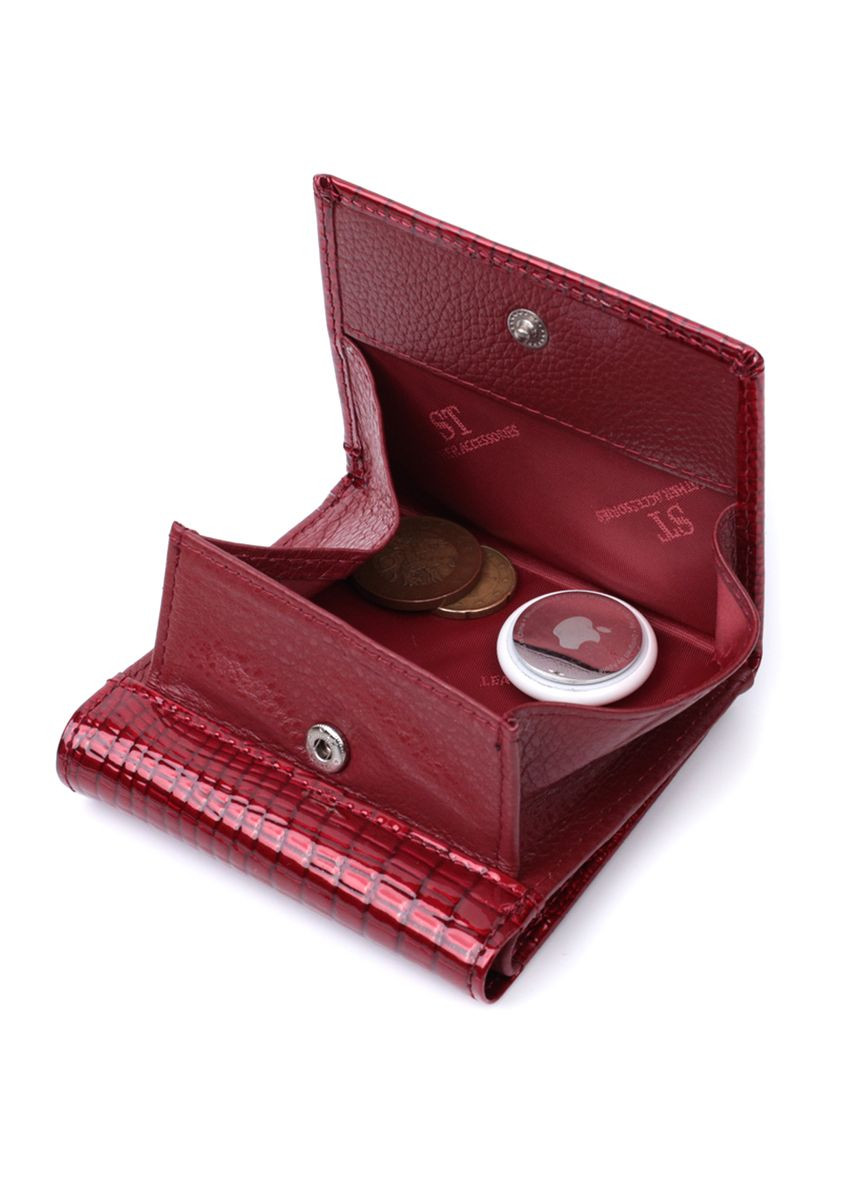 Женский компактный кошелек с монетницей из лакированной кожи с тиснением красный (sku_22687) No Brand (328218877)