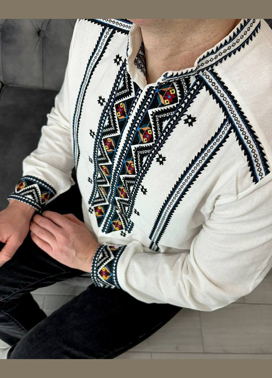 Белая вышиванка Garna узор орнамент прямой хлопок, полиэстер (325989470)