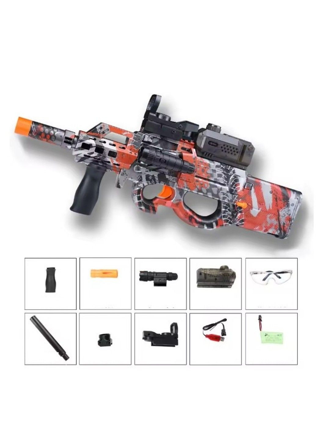 Игрушечный электрический гидрогелиевый автомат P90 на орбизах No Brand (347172344)