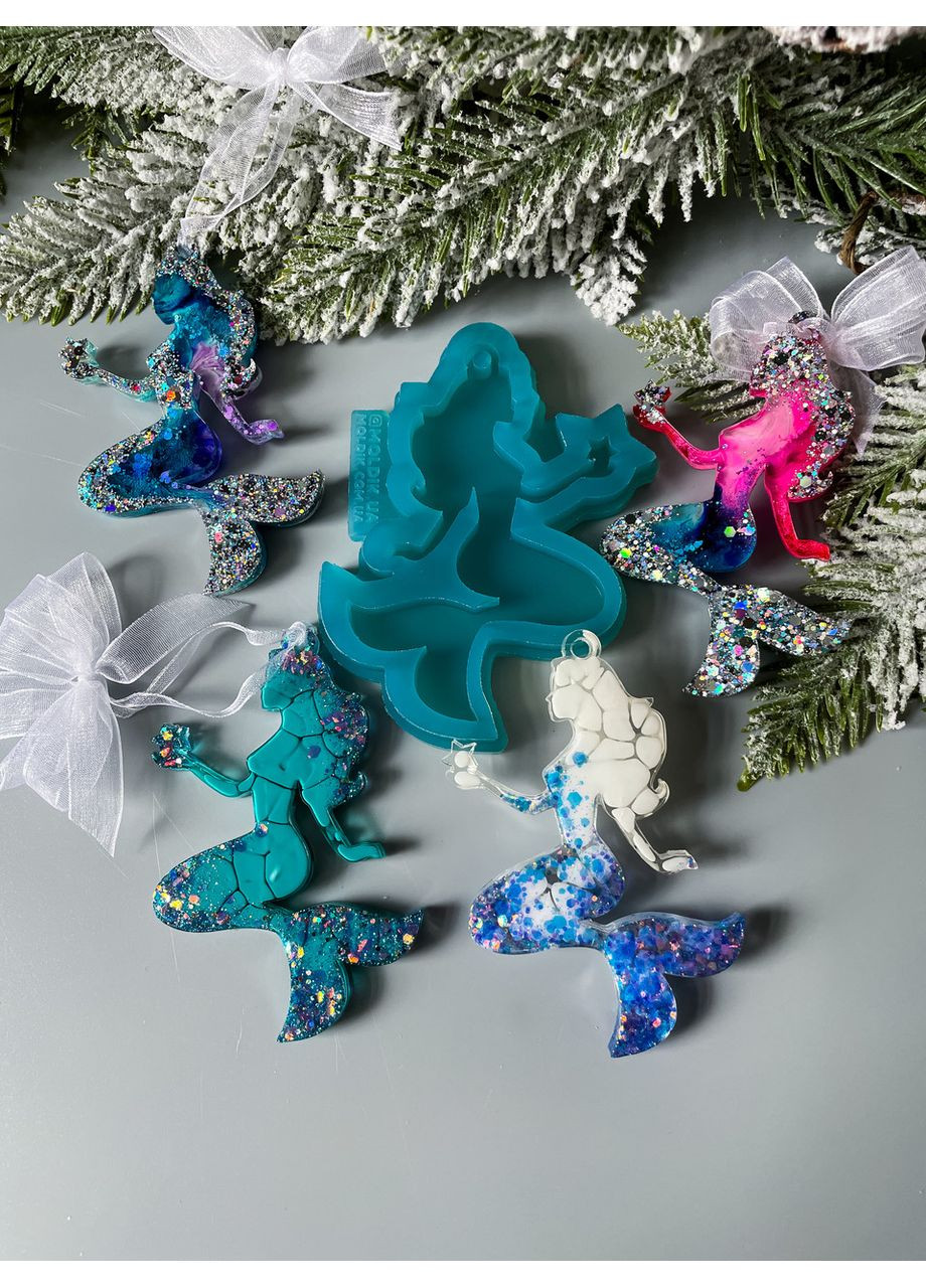 Молд Русалка со звездой форма для новогодних игрушек на елку силиконовая форма для эпоксидной смолы No Brand (370566875)