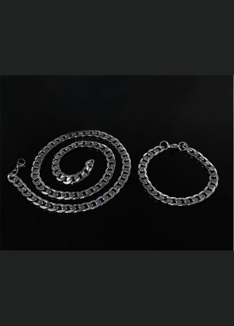 Серебряный мужской комплект браслет + цепочка PTR No Brand (317763321)