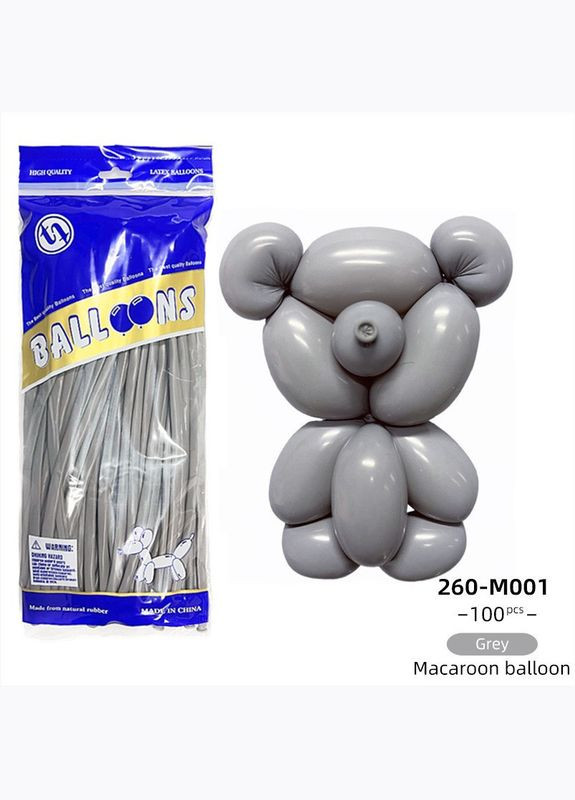 Воздушные латексные шары ШДМ grey 100 шт. No Brand (345705833)