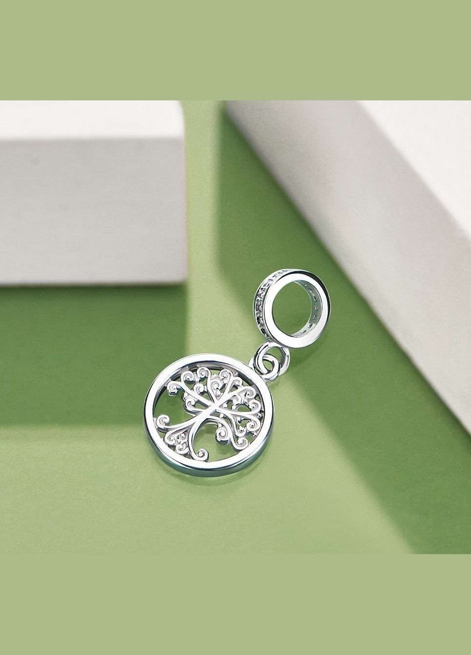 Срібний шарм з підвіскою Дерево срібло 925 проби Родоване 999 1.43г No Brand (306741720)