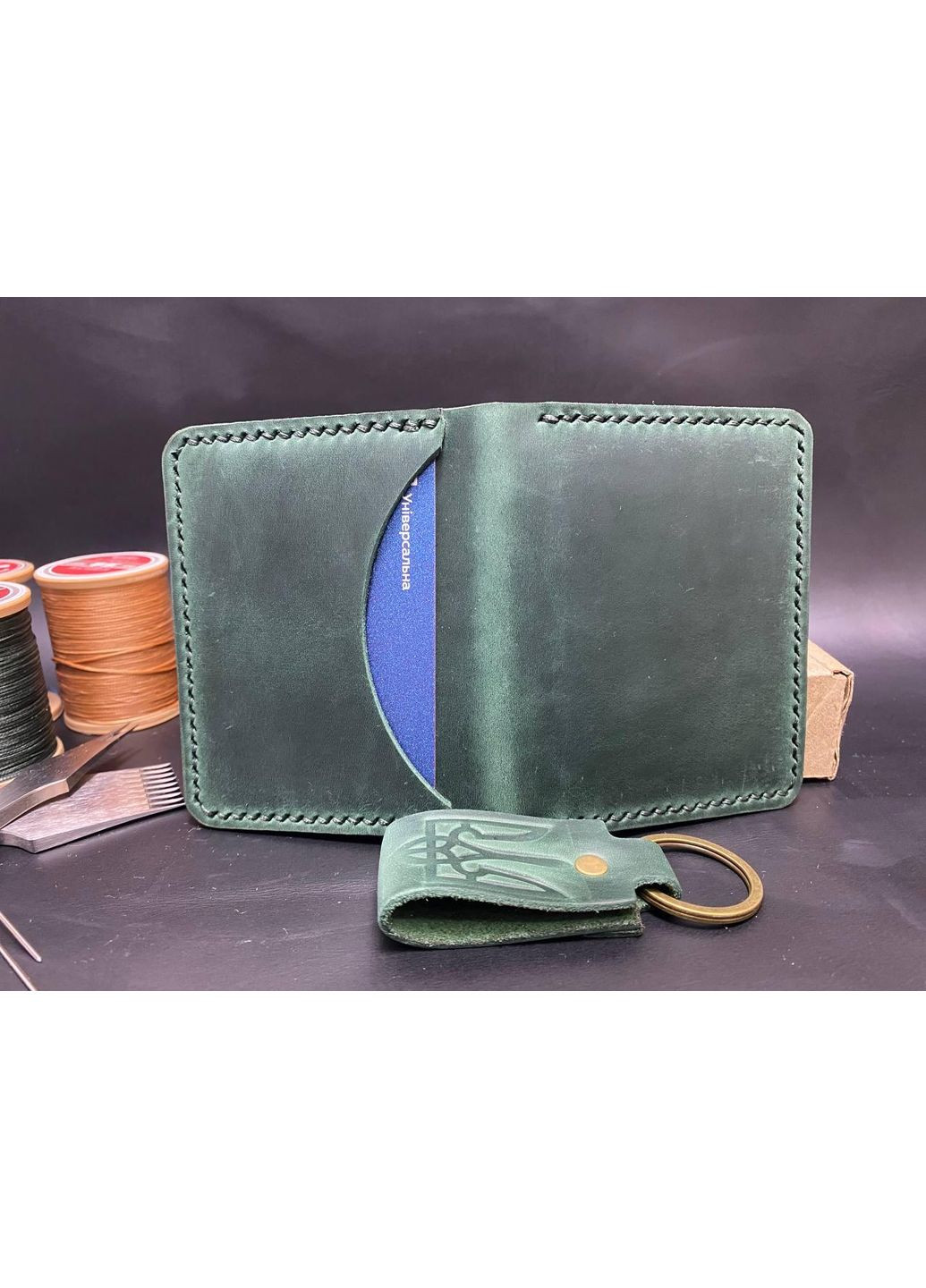 Обложка на ID Паспорт или Автодокументы из натуральной кожи Ручной работы Зеленый Цвет. Обложка на Права No Brand (356508848)