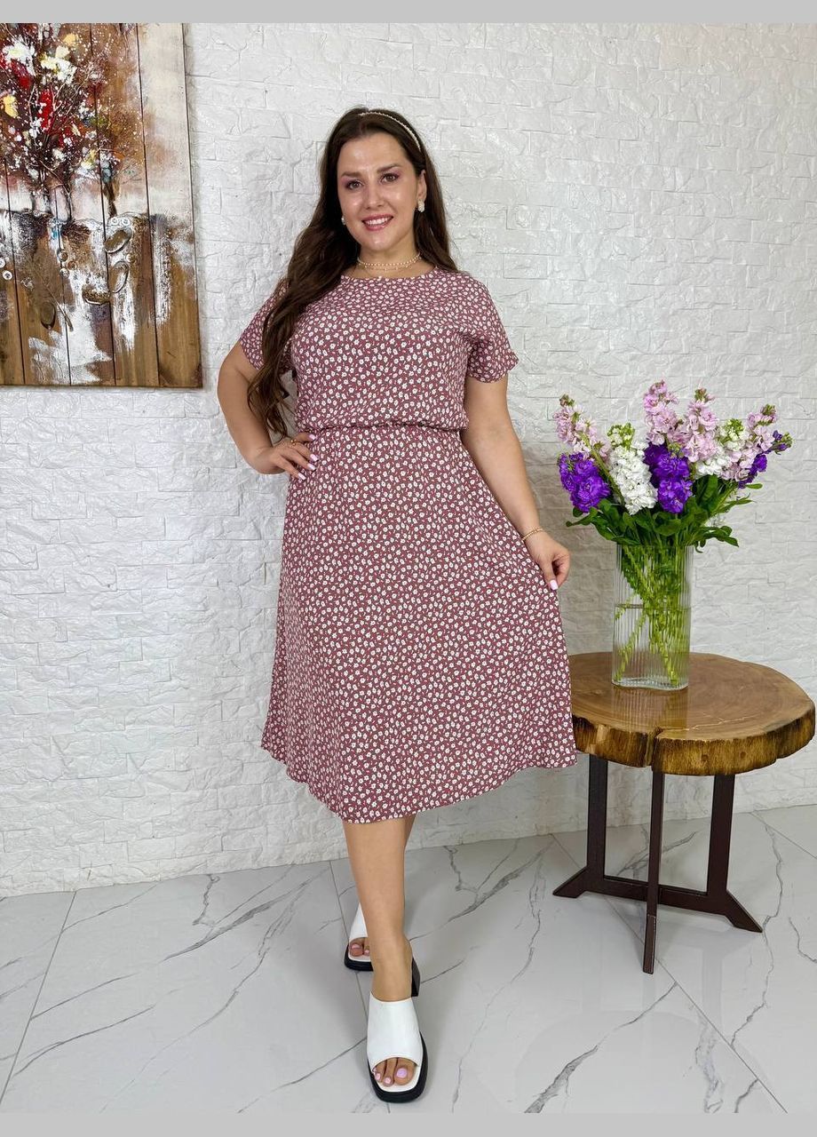 Рожево-коричнева плаття подовжене літнє Україна з квітковим принтом