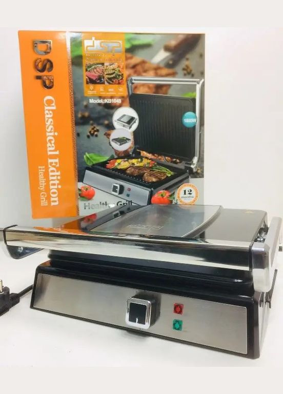 Гриль электрический с антипригарным покрытием и регулятором температуры 1800 Вт Электрогриль (KB1048) DSP (306716717)
