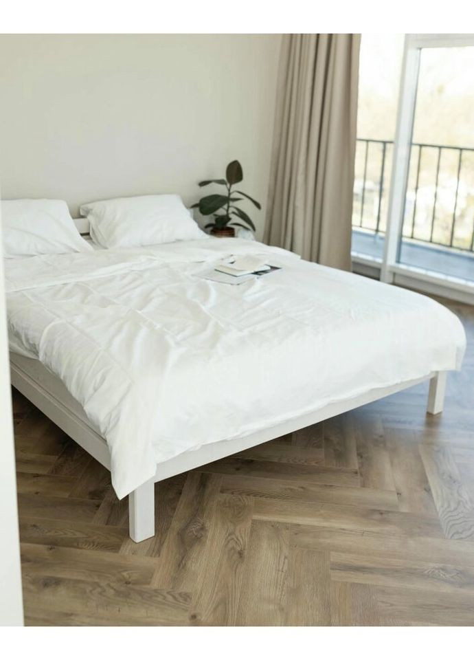 Постільна білизна двоспальна Home Сатин Люкс 20980 180х215 см біла DUSHKA (336327638)