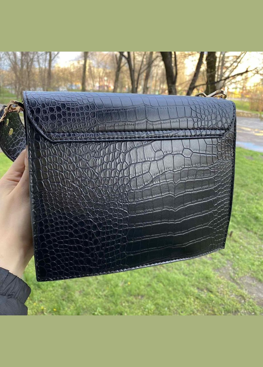 Женская мини сумка через плечо змеиный принт эко кожа с двумя ремешками черная (sku_650) No Brand (330576007)