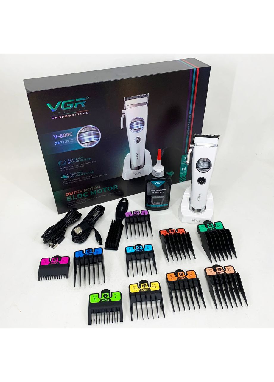 Акумуляторна машинка для стрижки V-880C. Колір: білий VGR (364664547)