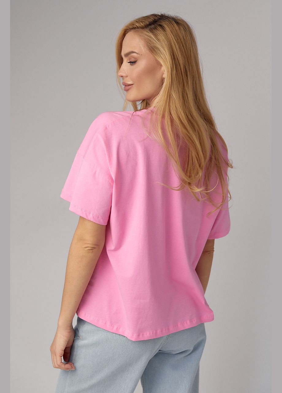 Рожева літня трикотажна футболка з написом weekender - рожевий Lurex