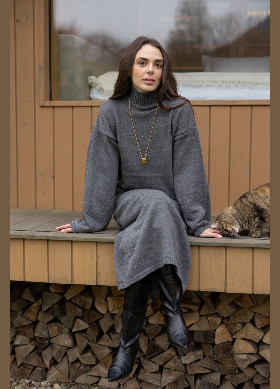 Серое платье базовое dr005 Twice