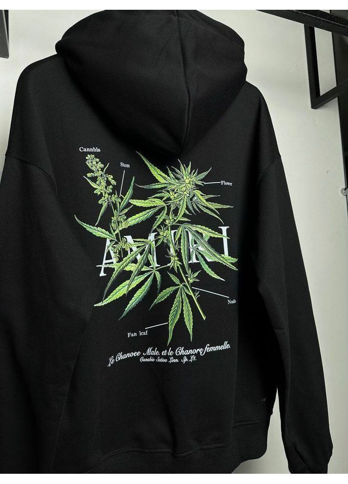 Чоловіча толстовка чорна з капюшоном, зі стильним принтом, в стилі amiri No Brand (364503816)