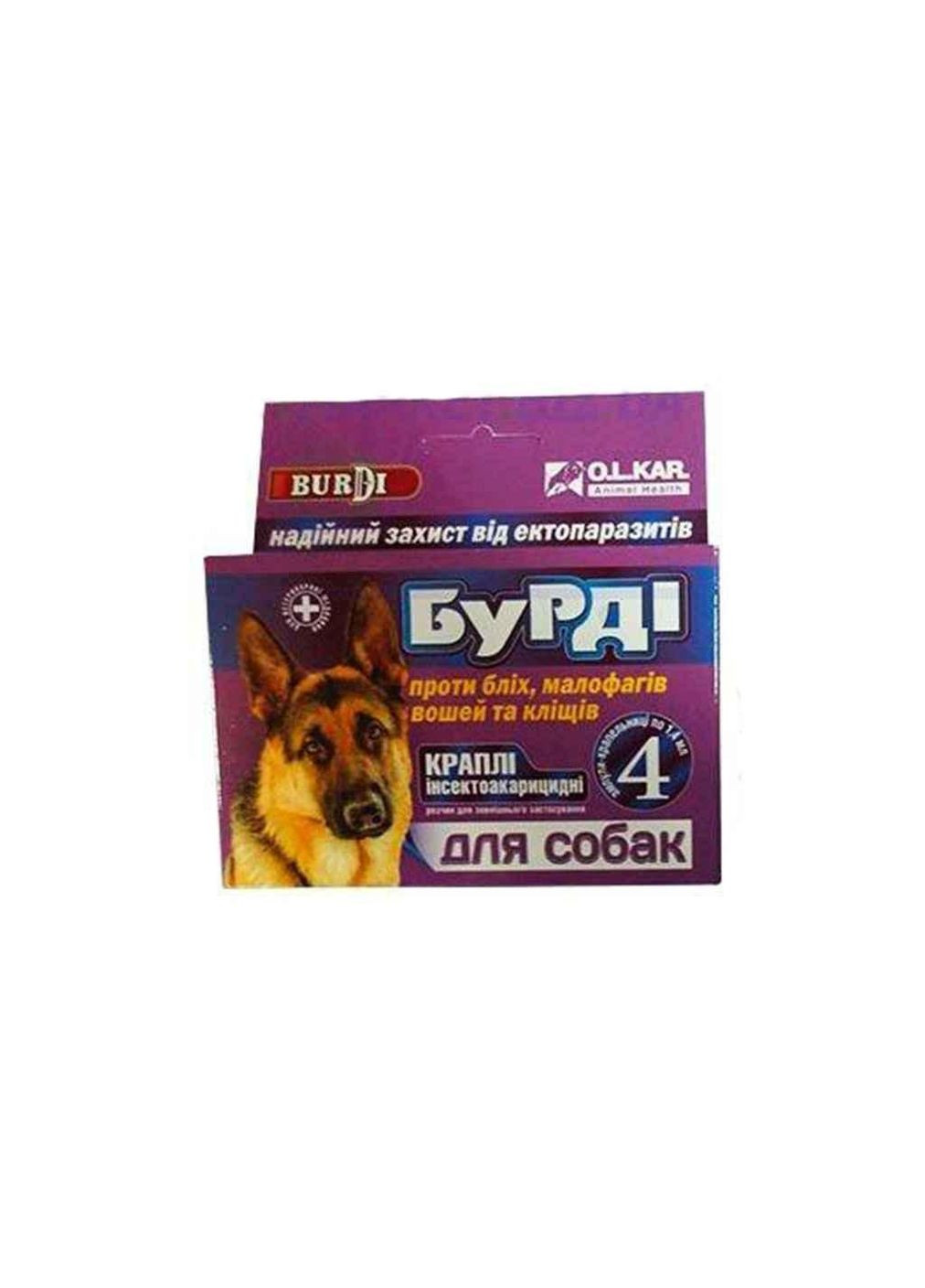 Краплі Бурді (з перм.) для собак інсектоакарицидні №4 (4шт/уп) ТМ O.L.KAR (305592697)