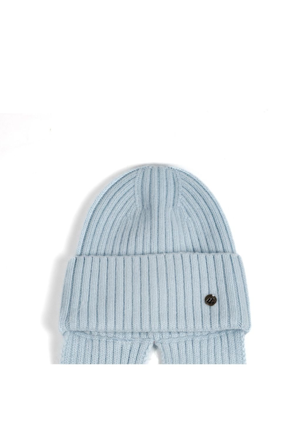 Шапка по голове с шарфом женская вискоза с ангорой голубая РИМА LuckyLOOK 591-820 (322789594)