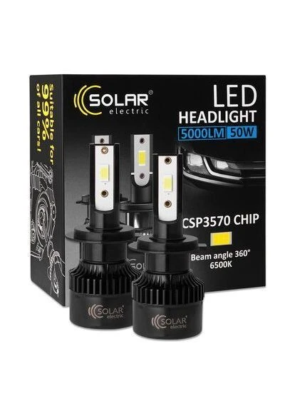 LED автолампи LED H7 12/24V 50W 5000Lm 6500K CSP3570 2шт Solar (353391806)