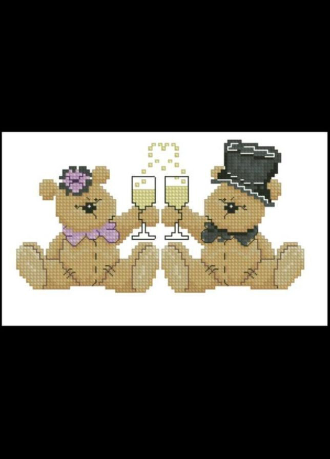 Набор для вышивки крестиком. Размер: 16*10 см. Свадебные мишки. Лоскуток (315362427)