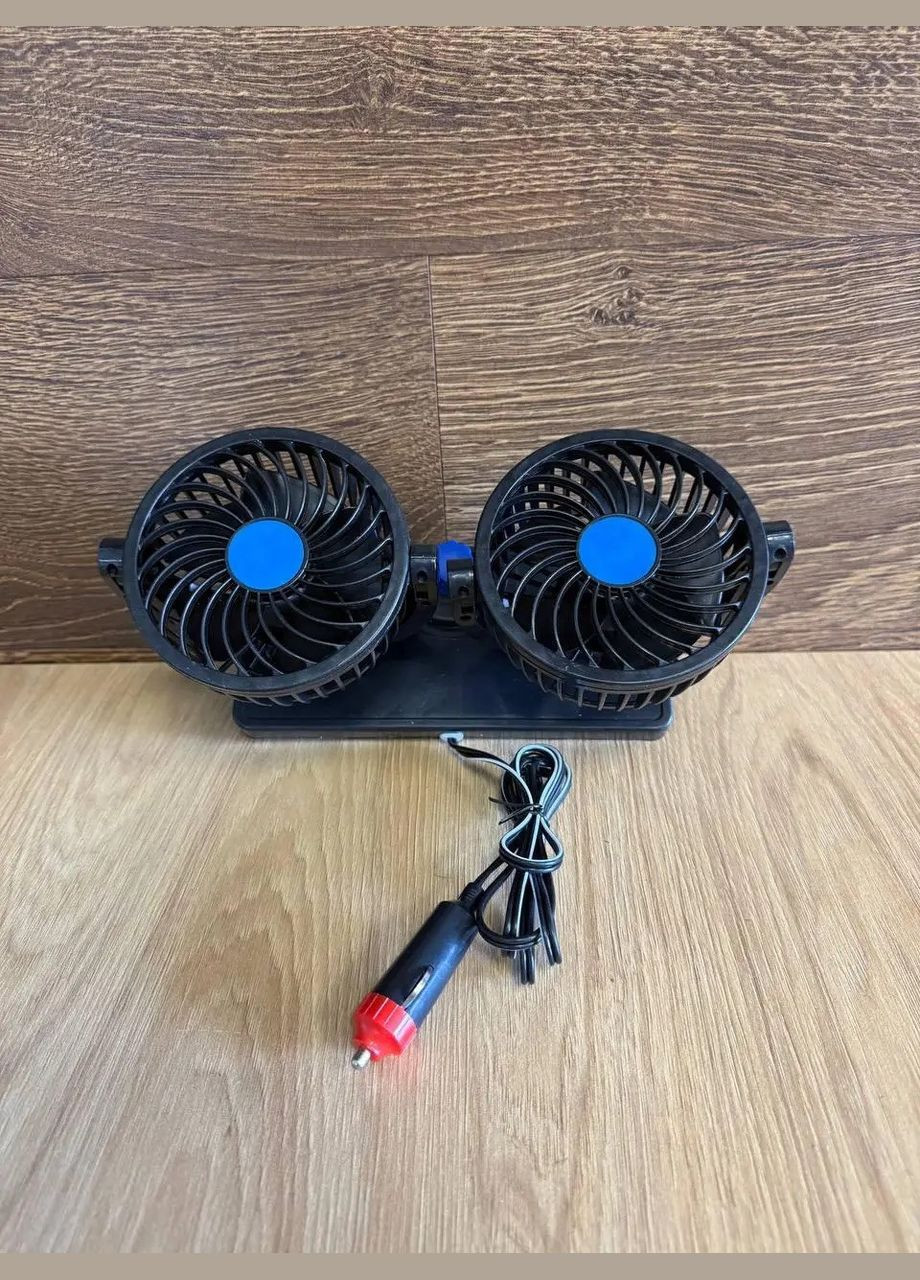 Двойной портативный настольный мини вентилятор Portable Fan F30 автомобильный USB 8-15Вт 360° Черный No Brand (357208077)