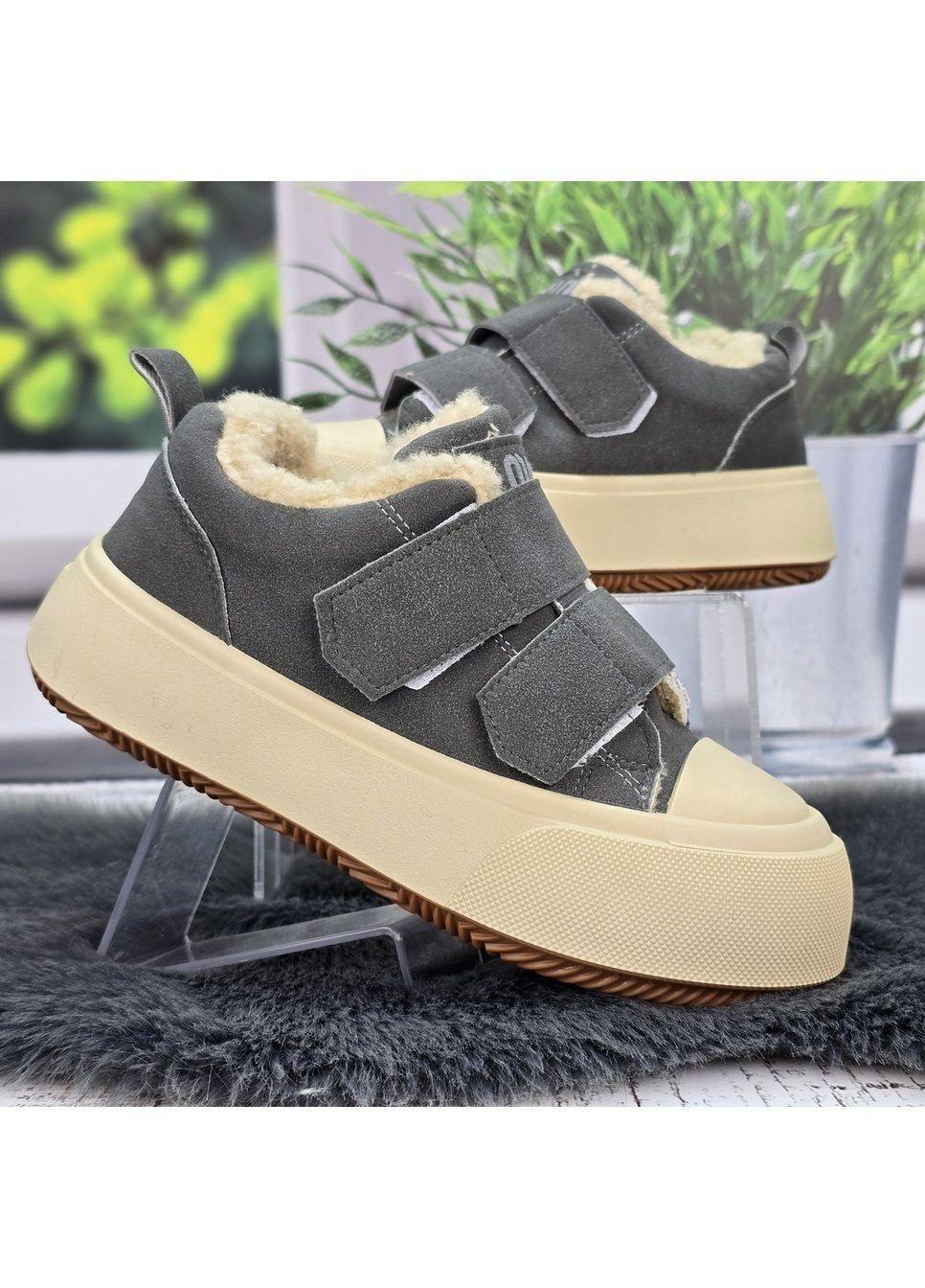 Кросівки жіночі зимові замшеві на липучках Бабочка (370212112)