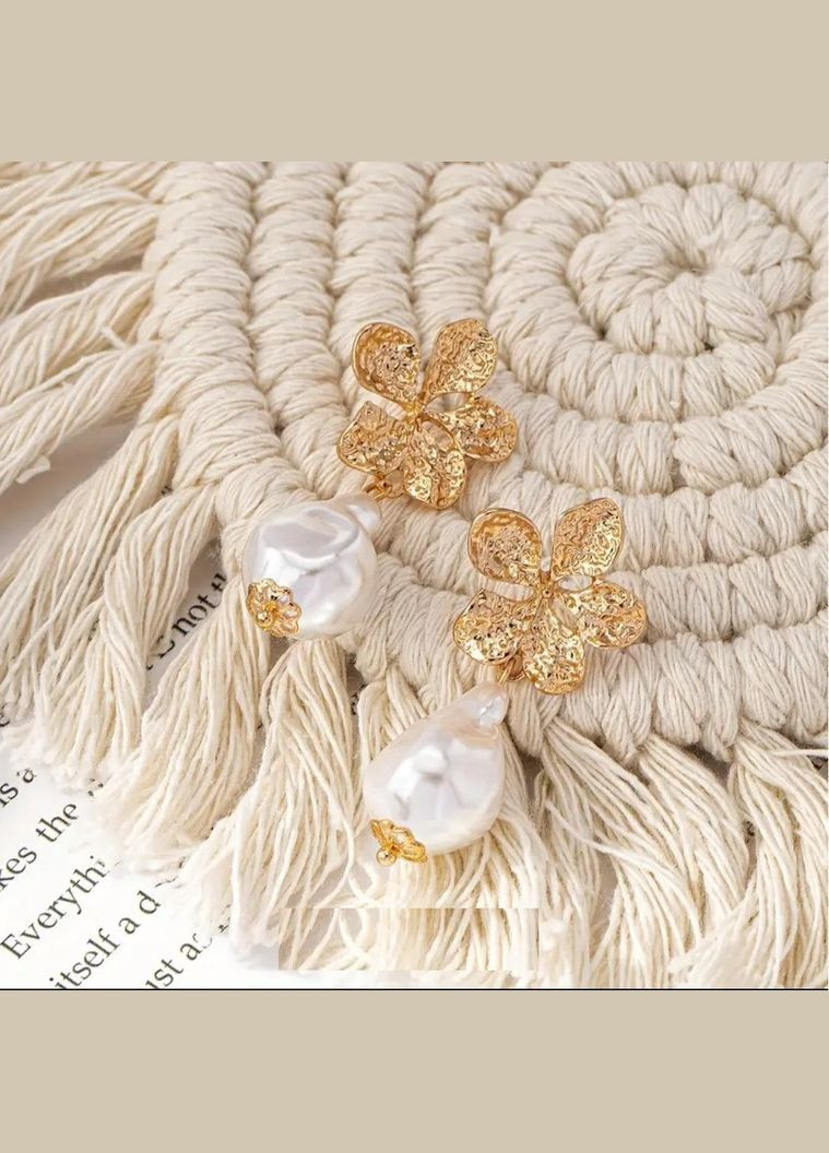 Жемчужные серьги цветы с белыми бусинами, 10-766 Fashion Jewelry (336550636)