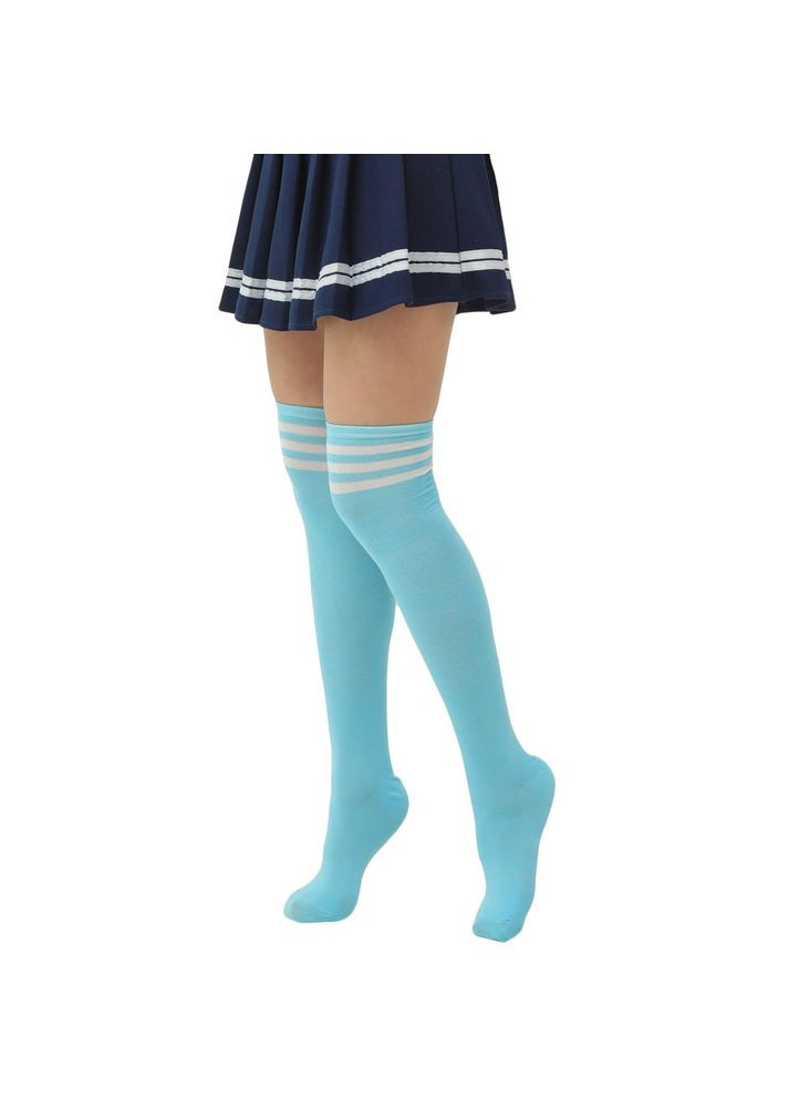 Гольфы за колено голубые с белыми полосками One Size No Brand (308016839)
