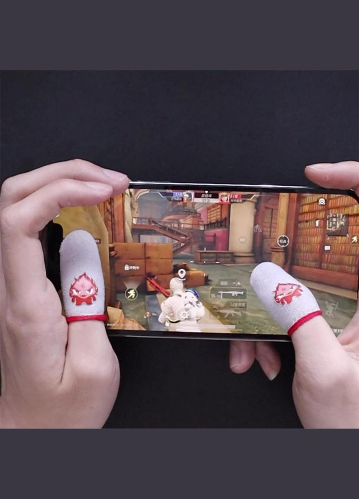 Игровые напальчники White / белые Ghost с красныи манжетом для игры на телефоне (светятся в темноте) в Pubg No Brand (322400899)