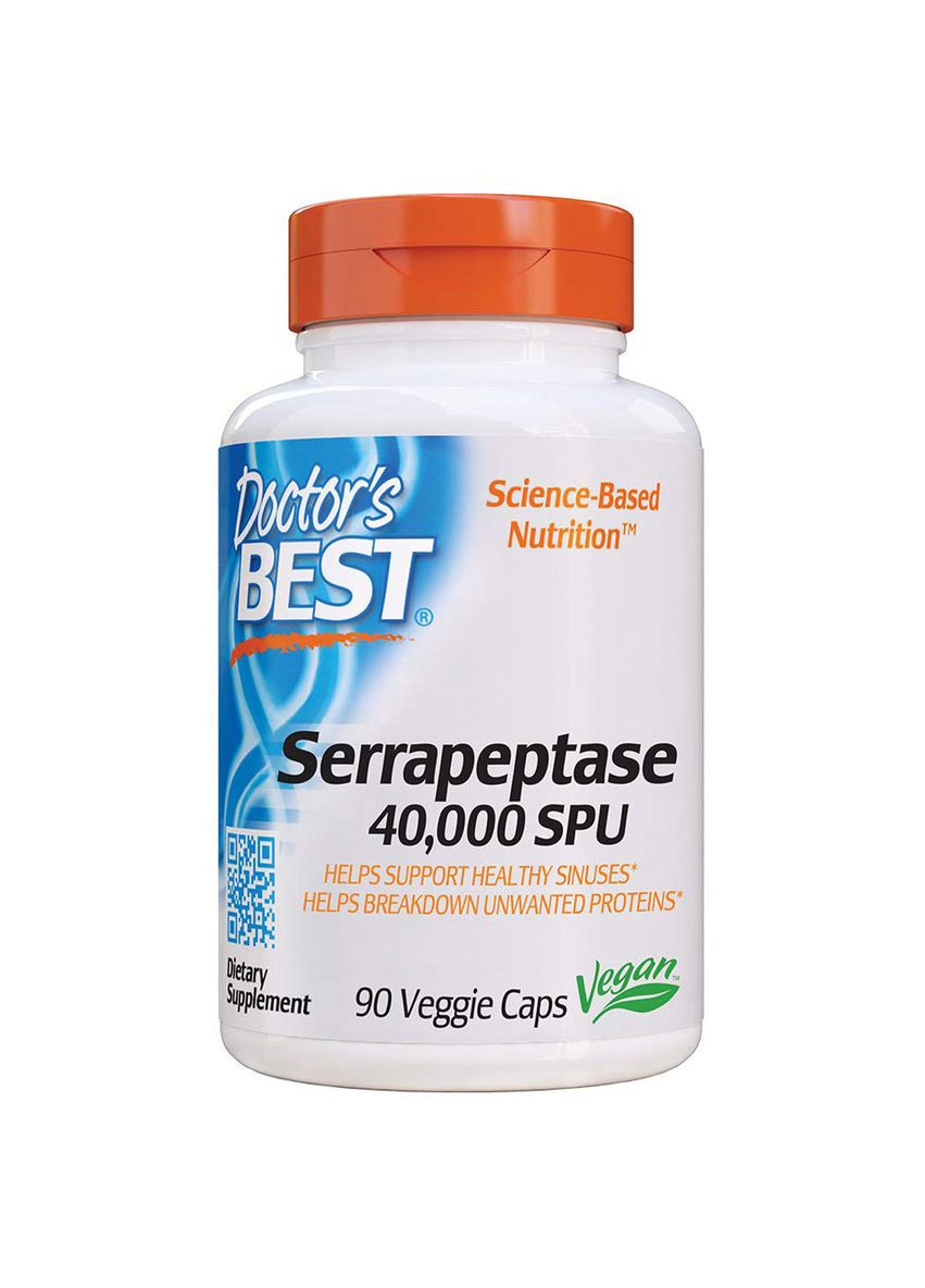 Серрапептаза, Serrapeptase,, 40,000 SPU, 90 капсул Doctor's Best (326054160)