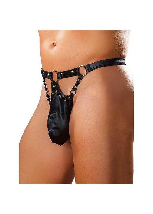 Мужские латексные стринги XL-XXL Черный No Brand (368892364)