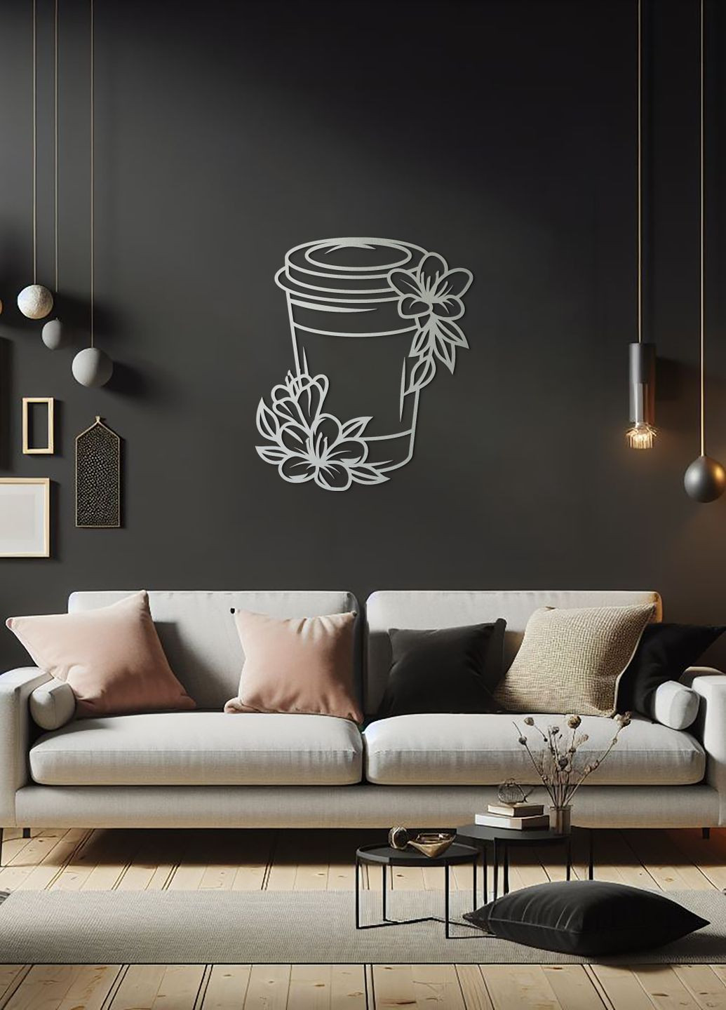 Дерев'яна картина на кухню, декор в кімнату "Кава з собою", мінімалістичний стиль 25х30 см Woodyard (291882568)