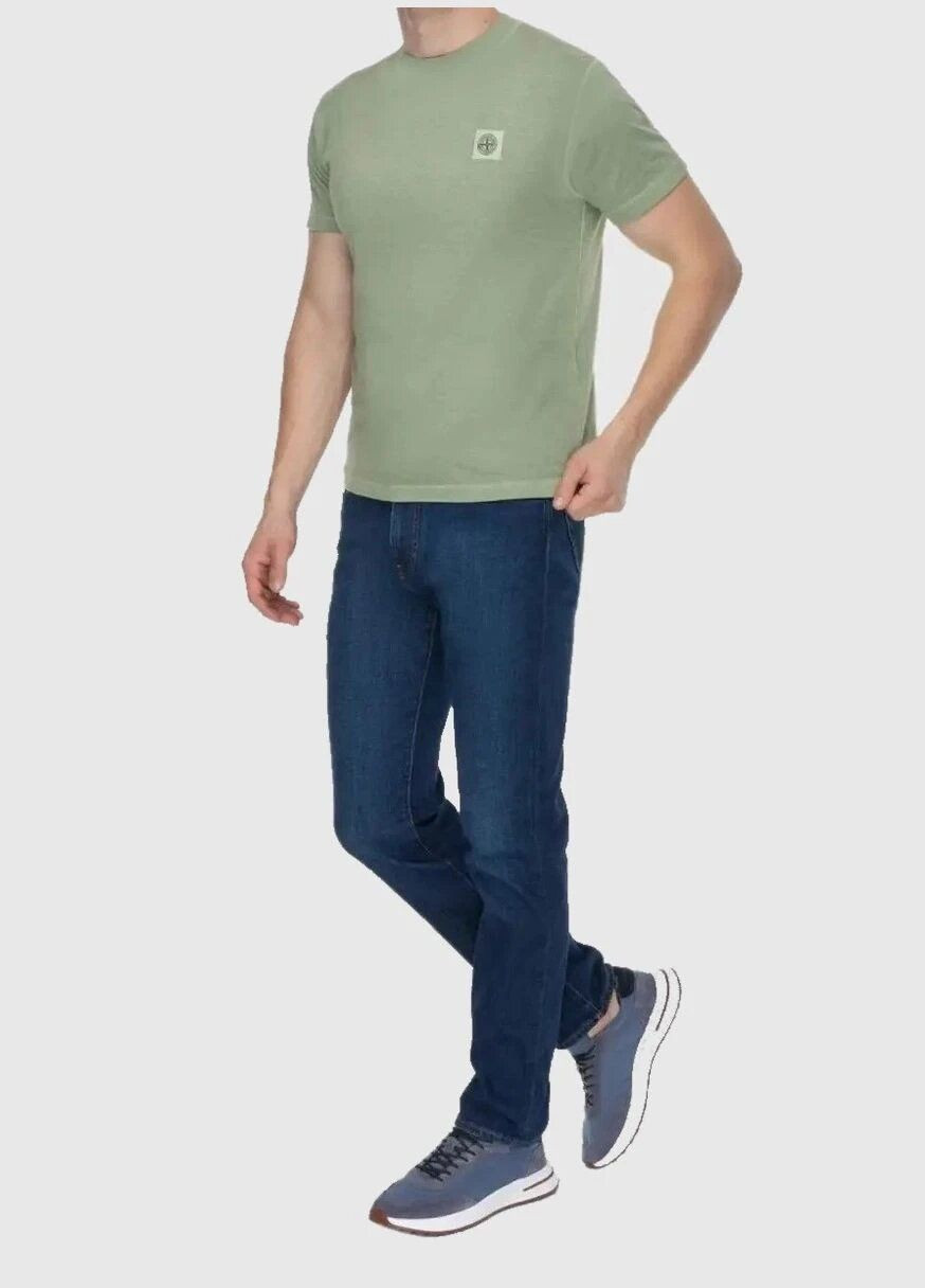 Хаки (оливковая) футболка мужская с коротким рукавом Stone Island Compass Logo