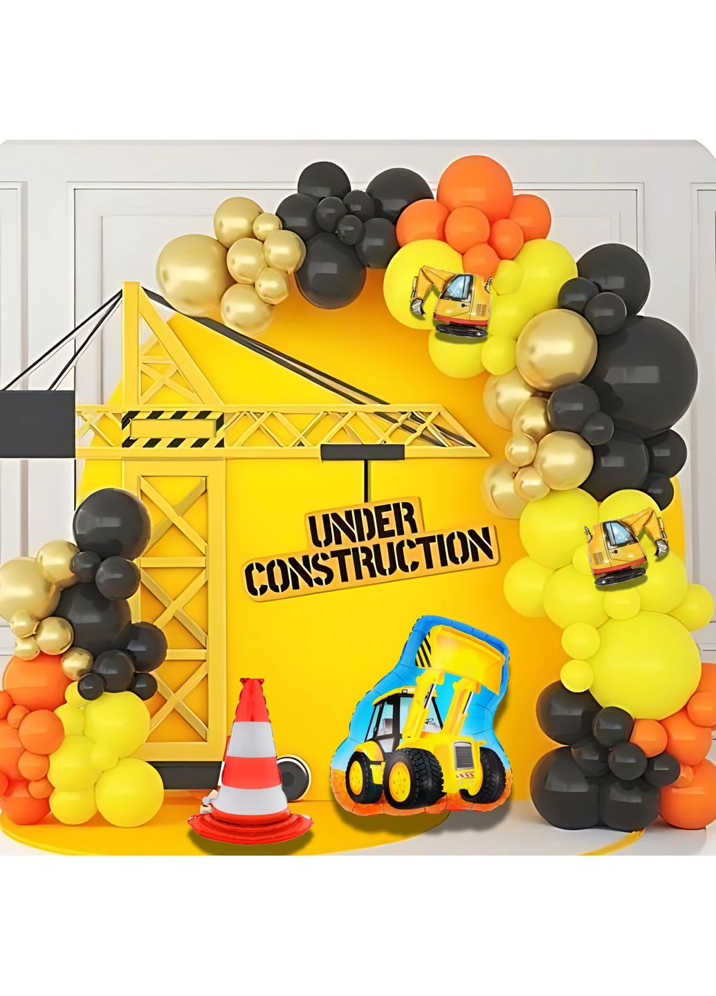 Набор 75 шаров для фотозоны Профессиональный транспорт Желтый и черный No Brand (360559164)