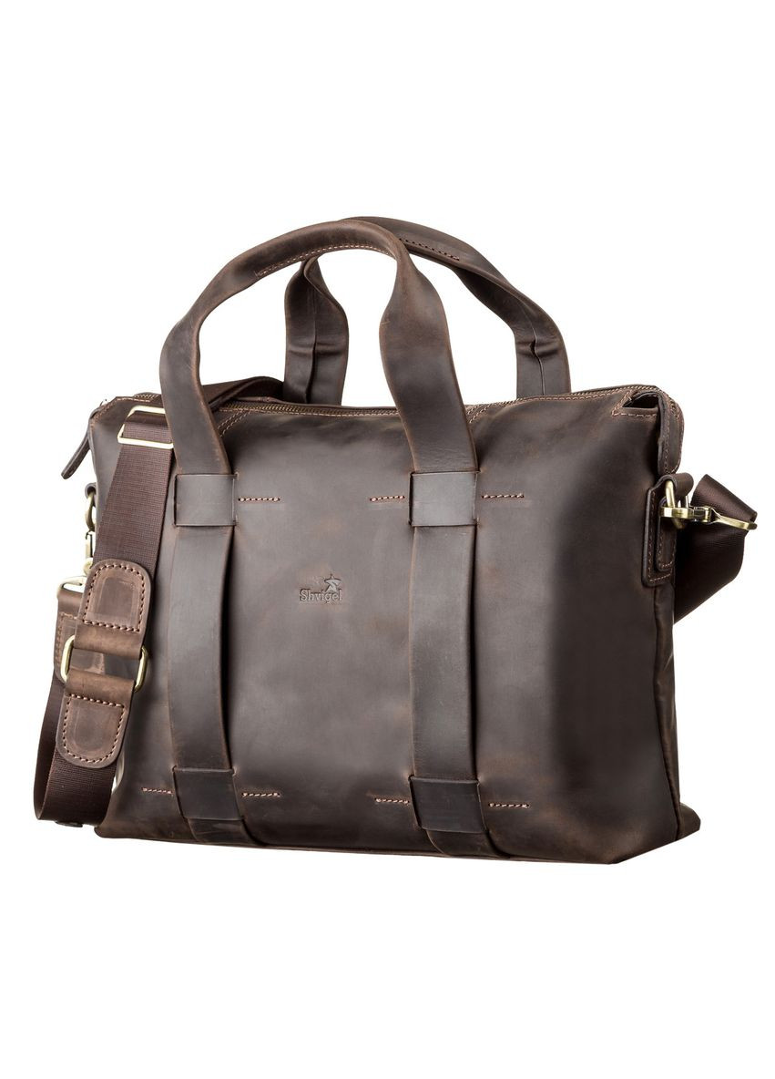 Сумка чоловіча 11105 шкіряна Коричнева Shvigel (298808217)