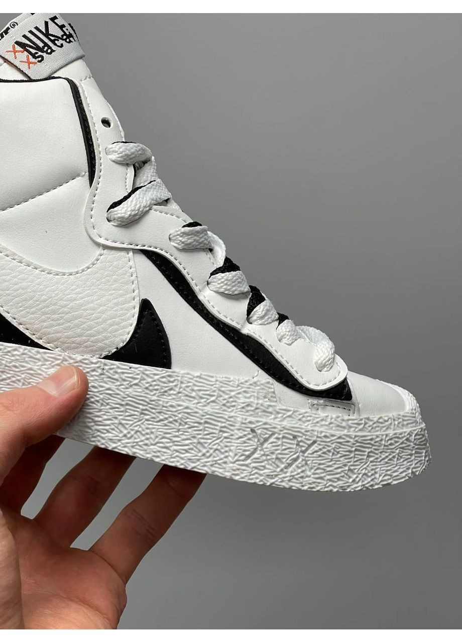 КРОССОВКИ ЖЕНСКИЕ NIKE BLAZER MID X SACAI WHITE BLACK НАЙК БЛЕЙЗЕР No Brand чёрные демисезоны (369388499)