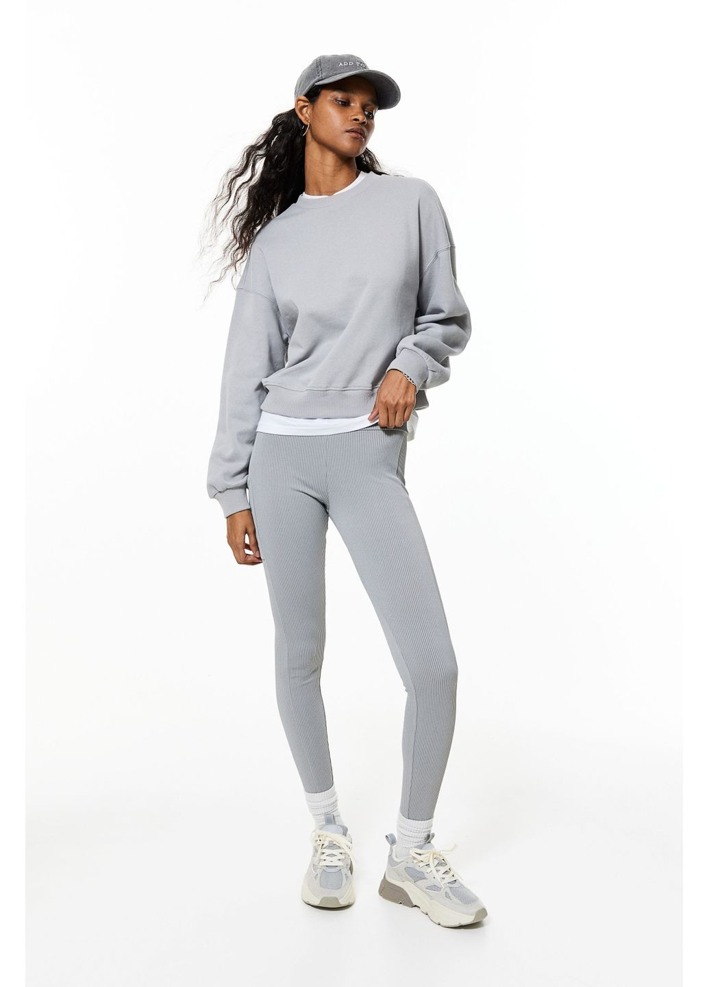 Сірий світшот з бавовни H&M однотонний (354647857)