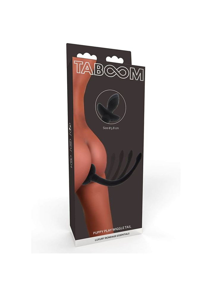 Анальная пробка Хвост с вибрацией Puppy Wiggle Tail, с пультом, силиконовая, черный Taboom (297863465)