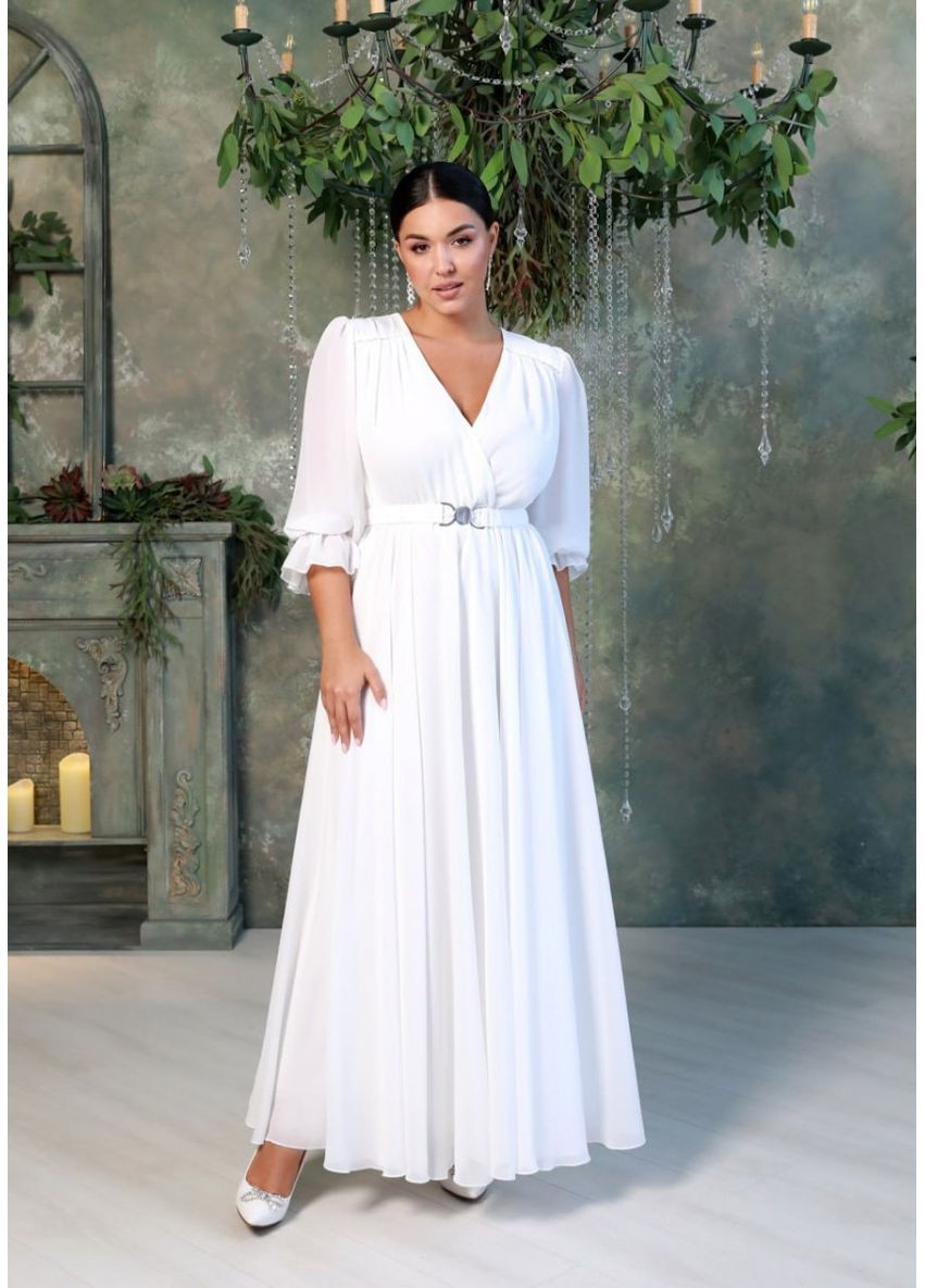 Белое коктейльное платье а-силуэт FashionYouWant однотонное