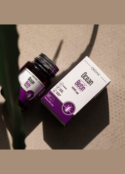 Витамины и минералы Ocean Biotin 5000 mcg, 60 капсул Orzax (322294907)