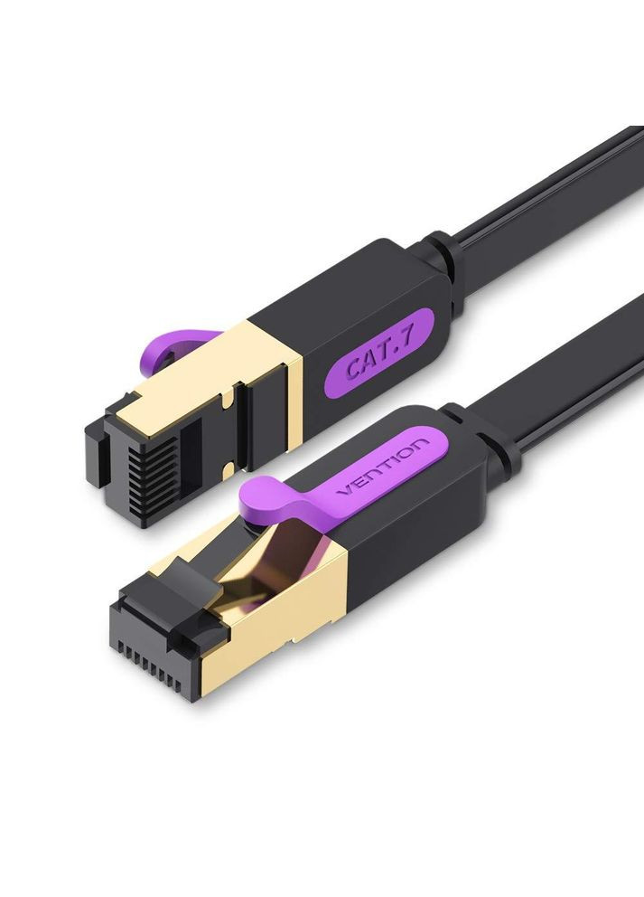 Патч корд сетевой кабель 10 Гбит\с Ethernet RJ45 Cat 7 плоский 5М Black (ICABJ) Vention (300524003)