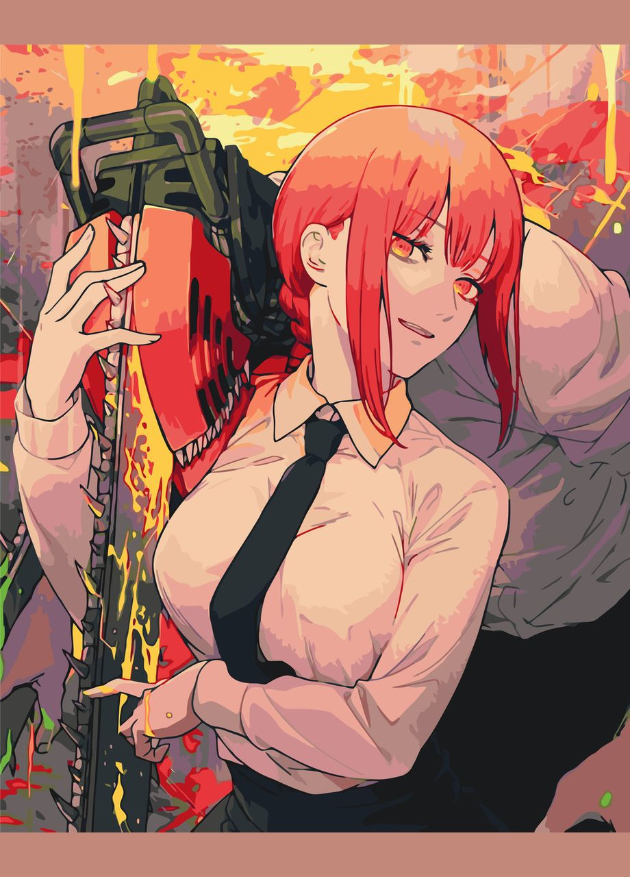 Картина по номерам Аниме Человек-бензопила Макима 40*50 см Оригами LW 32190 pbn-a Origami (322142035)