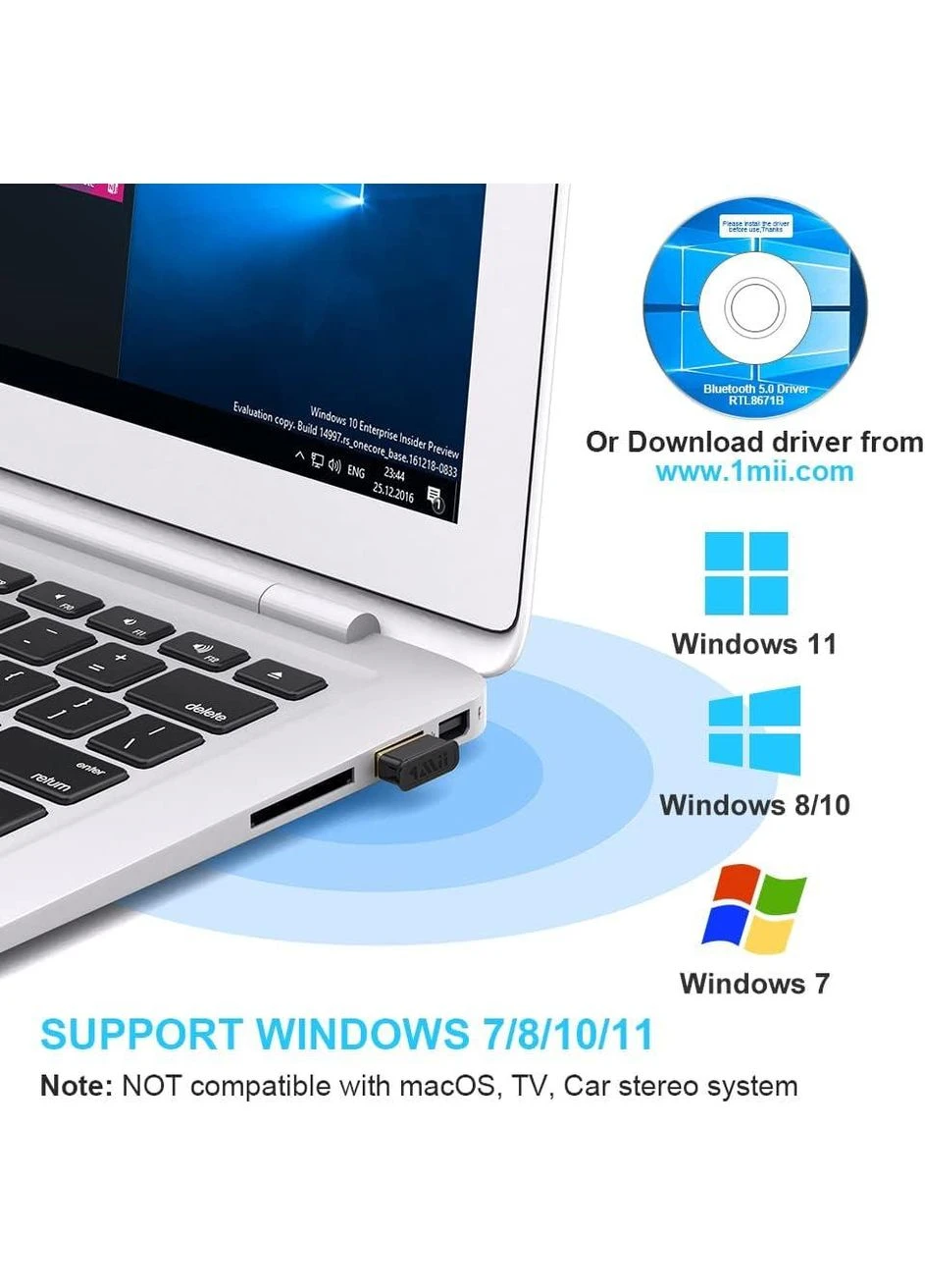 Bluetooth USB-адаптер 1Mii Miilink для ПК, USB-ключ Bluetooth 5.0+EDR совместим с Windows 7/8/10/11 No Brand (300657784)